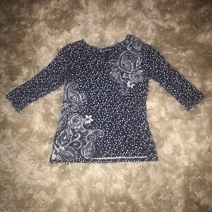 Navy Quarter Length Sleeve Blouse